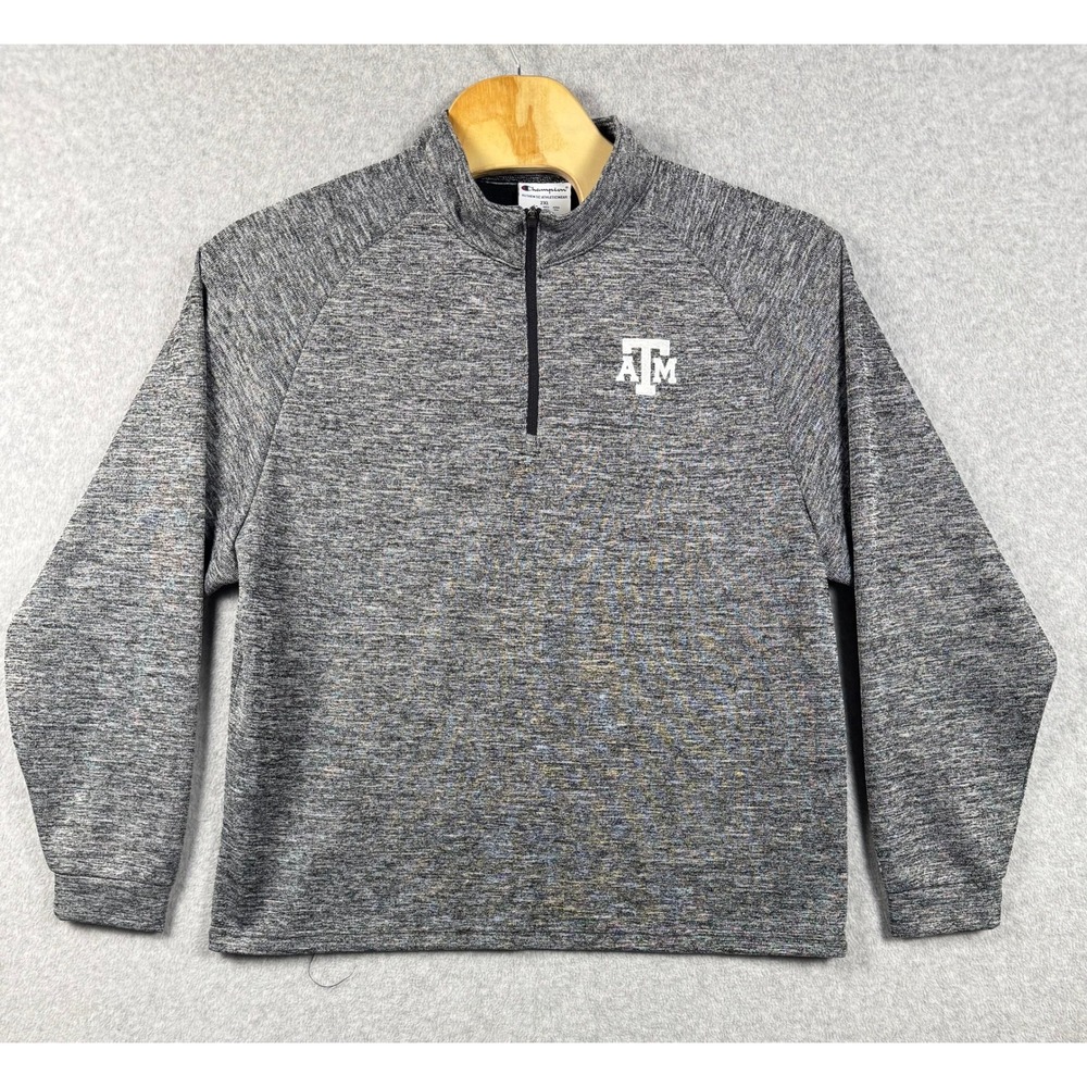 Champion Texas A&M Aggies Sweater Mens 2XL Grey Heather Quarter Zip Pullover